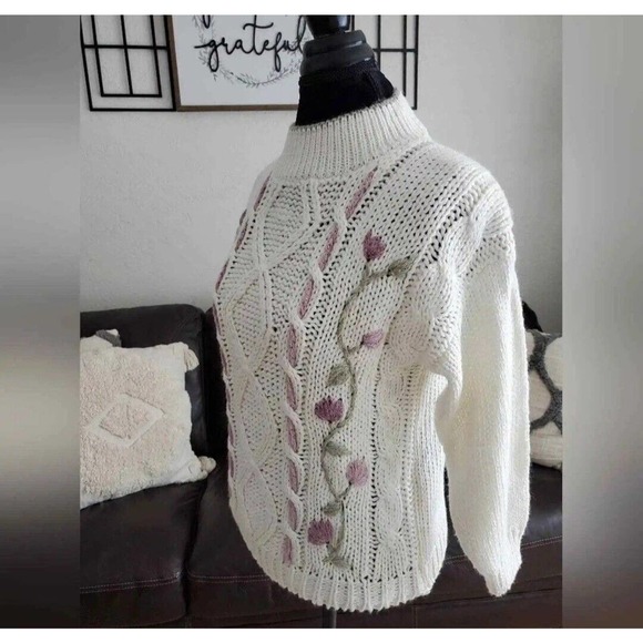 Kimberly Hope NWT Vintage 90's Boho Chic Floral Embroidered Sweater Size M - Picture 2 of 12